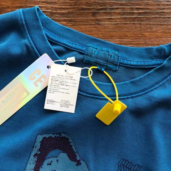 Cavermpt Blue Long Sleeve Hoodie Black Abstract Print - Picture 10 of 15